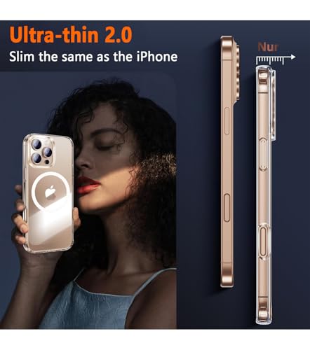 Image of Magnetic for iPhone 16 Pro Clear Case with Privacy Screen Protector & Full Camera Cover,[Non-Yellowing] Shockproof Clear Phone Case with MagSafe Women Girls for iPhone 16Pro 6.3 inch