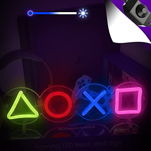 ADJUSTABLE PlayStation Icons Gaming LED Sign with Rotary Dimmer for Boys Room Decor. 🎮 Game Room Setup Gifts & PlayStation Accessories Gifts for Gamers Men. PS4 Video Gamer Decor & PlayStation Accessories Gifts for Gamers Men. PS4 Video Gamer Deco ADJUSTABLE PlayStation Icons Gaming LED Sign with Rotary Dimmer for Boys Room Decor. 🎮 Game Room Setup Gifts & PlayStation Accessories Gifts for Gamers Men. PS4 Video Gamer Decor & PlayStation Accessories Gifts for Gamers Men. PS4 Video Gamer Deco
