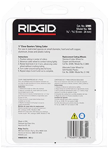 Image of RIDGID 32985 Model 104 Close Quarters Tubing Cutter, 3 /16-inch to 15 /16-inch Tube Cutter (Pack of 6)