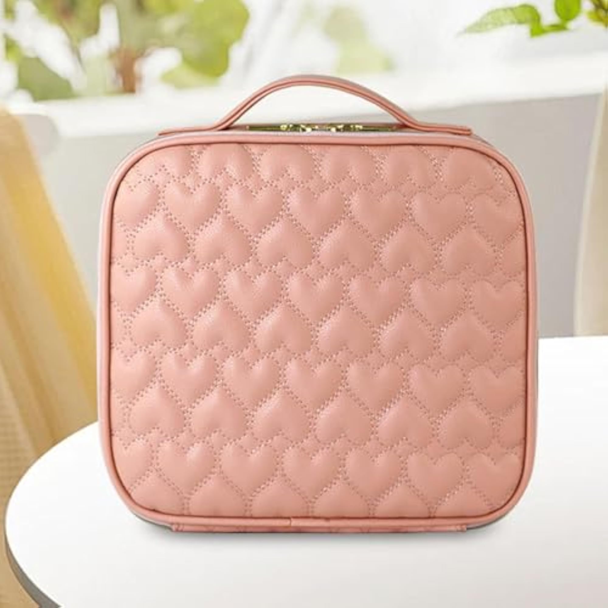 Makeup Case with Carry Handle Travel Toiletry Bag for Lipstick Brushes