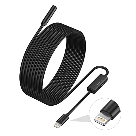 iPhone Endoscope, ILIHOME 7.9 mm Lens Inspection Camera for iPhone&ipad, 5 Meters Semi-Rigid Cable Borescope iOS IP68 Waterproof with 8 LED Lights, Compatible with iOS Device Only