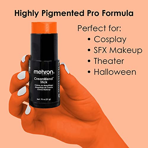 Image of Mehron Makeup CreamBlend Stick | Face Paint, Body Paint, & Foundation Cream Makeup | Perfect for Halloween (.75 oz) (ORANGE) | Made in the USA