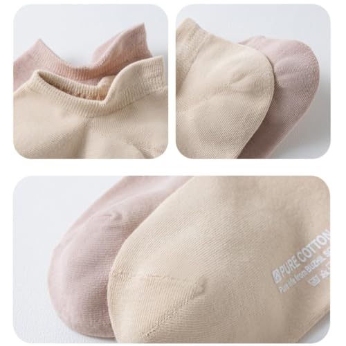 Image of Ankle Socks for Women Pure Cotton No Show Socks Womens with Heel Tab Color Low Cut Soft 5 Pairs 4-8