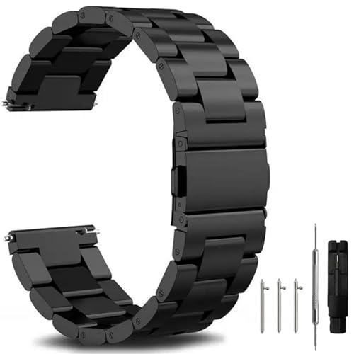 Bracelet montre homme femme acier noir mat 20mm métal brossé