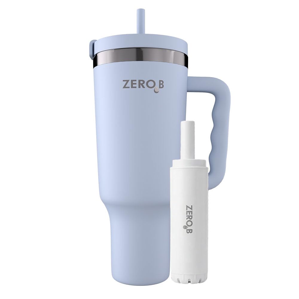 ZeroB H2OHH Tumbler with Purifier | 1 Litre SS304 Tumbler | Removes 99.9% Bacteria & Viruses | Eco-Friendly | Travel, Gym, Office, College | 2 Extra Filter Pads, 2 Straws Included. (BLUE)-image-9