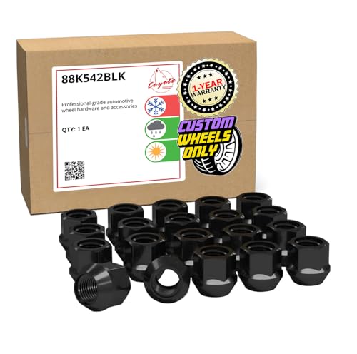 Image of Wheel Accessories Parts 20 Pcs 1 /2 inch-20 Thread Open End Bulge Acorn 21mm Long Lug Nuts Black 3 /4 inch 19mm Hex Fits Ford Mustang ｜ Jeep Wrangler ｜ Dodge Charger Challenger ｜ Plymouth Cuda