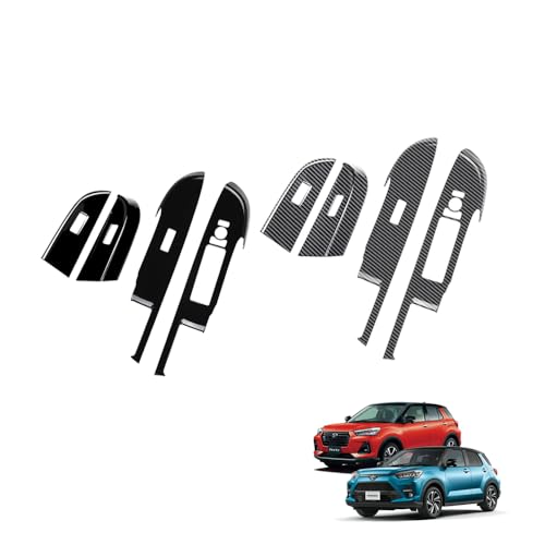 TARCELL ライズ ダイハツ ロッキー アクセサリー ウィンドウスイッチパネル パワーウィンドウスイッチカバー インテリアパネル ドレスアップ ABS製 車種専用設計 RAIZE ROCKY 内装 カスタムパーツ「4p・カーボン調」