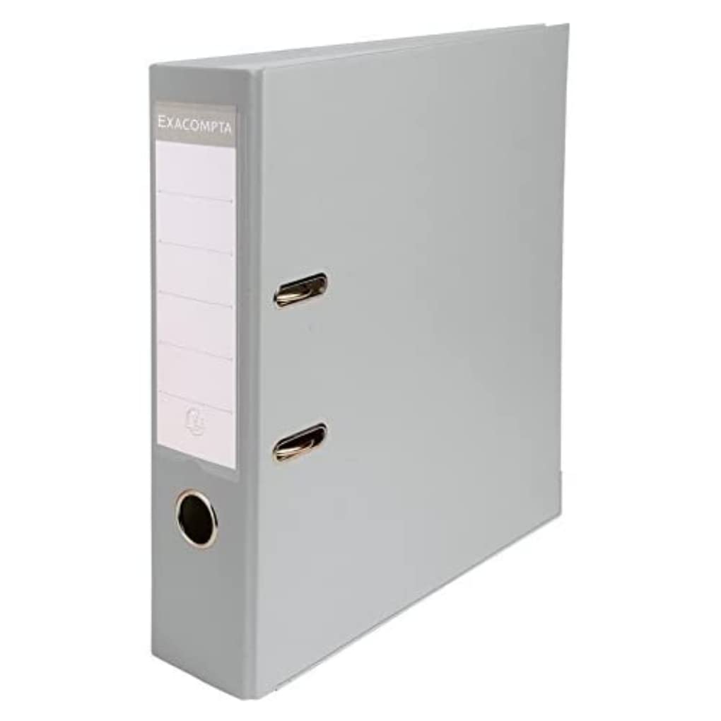 Exacompta - Réf. 918416B - Carton de 20 classeurs à levier A4 - Dos 80 mm - Mécanique 80 mm - Dimensions extérieures : 32 x 29 x 8 cm - Format à classer A4 - Coloris : Gris