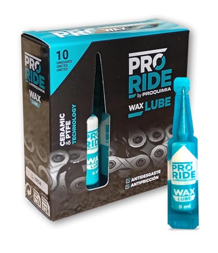 PRORIDE Wax Lube Monodosis 10 × 5 ml Lubricante para Cadena de Bicicleta con PTFE y Aditivos Cerámicos para Condiciones Secas y Polvo