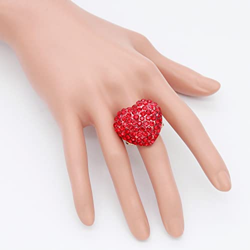 Lavencious Heart Shaped Rhinestones Stretch Rings For Women Size For 7-9 thumb #3