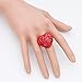 Lavencious Heart Shaped Rhinestones Stretch Rings for Women Size for 7-9(Red)