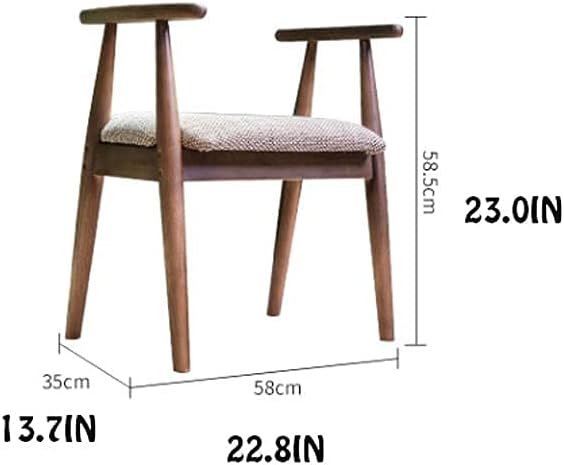 Minimalist Fashion Creative Black Walnut Color Solid Wood Shoe Changing Stool Soft Cushion Seat Stool, Entryway Stool with Armrests for Hallwaycasual/Walnut Color Style a