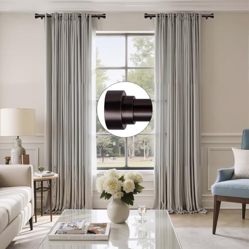 MERIVILLE 1 Diameter Side Curtain Rod Set with End Cap Finials 12-inch to 20-inch (Set of 2) Oil-Rubbed Bronze