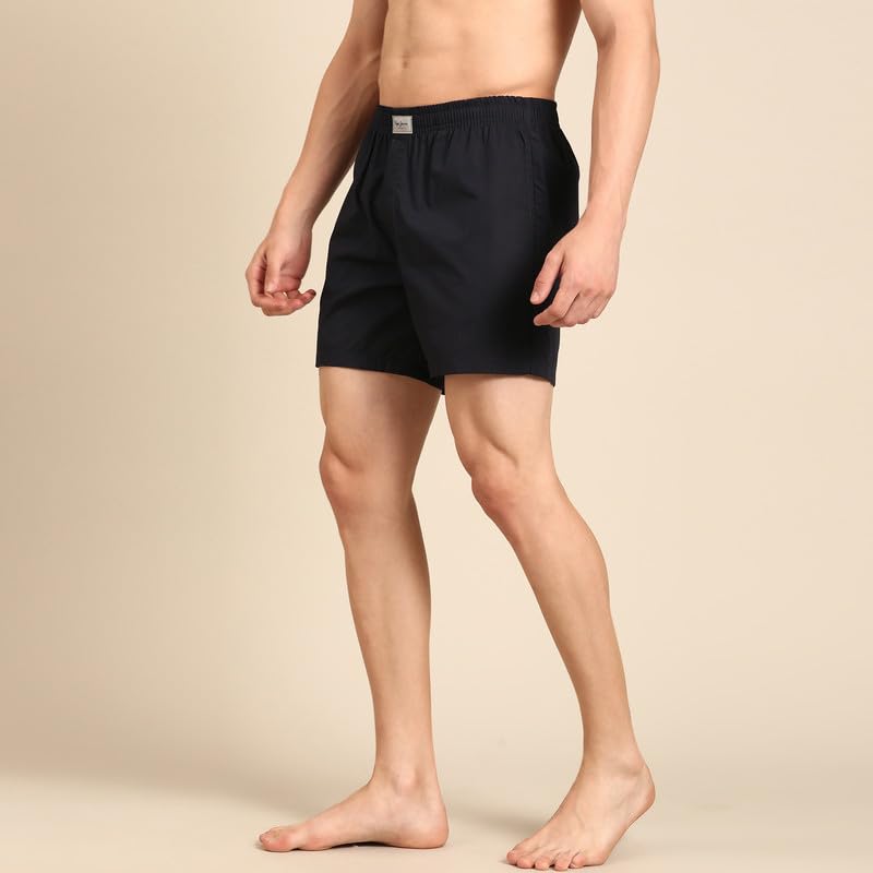 Image of Pepe Jeans Men's Solid 100% Cotton Regular Fit Long Boxer Shorts | Classic Comfortable Innerwear Long Boxer for Everyday & Lounge Wear | Soft Breathable Fabric | Elastic Waistband | All-Day Comfort