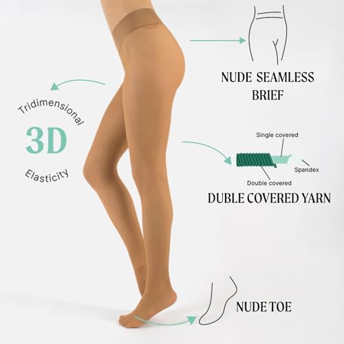 Image of CALZITALY Seamless Sheer Tights, Comfortable Waistband, 15 Denier Pantyhose Multi Colors Made in Italy