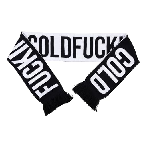 Ya en mundofriki.es: Fisura – Bufanda hombre invierno negro y blanco con mensaje “F*cking cold”. Bufanda original reversible grande, suave, cálida y ligera. Con flecos. 150 cm. Accesorio de invierno.