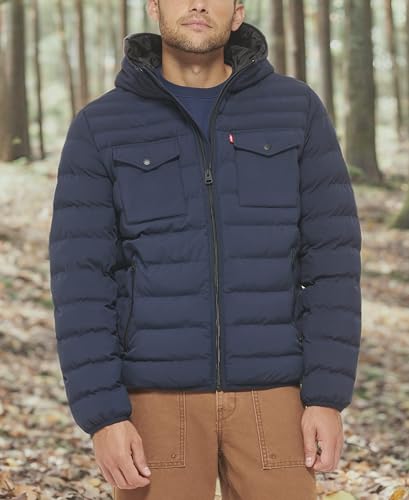 Image of Water Resistant Performance Stretch Hooded Puffer Jacket