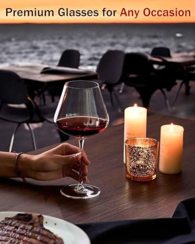 Image of Premium Wine Glasses 460ml, Set of 2 Long Wine, Burgundy Clear Glasses with Stem for Wedding Anniversary, Birthday, Gift (RKT-01, Set of 2)