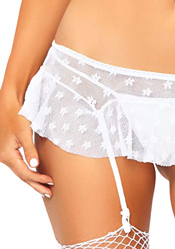 Image of Leg Avenue Women's 2 Pc Floral Mesh Bralette and Garter Skirt Set