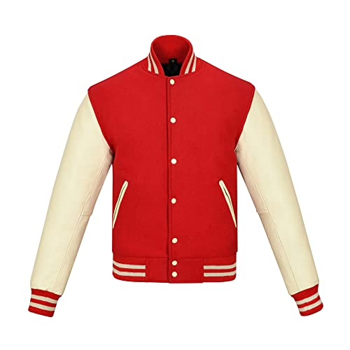 Image of Varsity Jacket Baseball Letterman Jacket- Wool and Leather Premium Quality Unisex Basketball Jacket