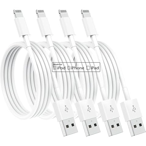 Susnwere 4 Pack [Apple MFi Certified] Apple Charging Cables 6ft, iPhone Chargers, Lightning Fast iPhone Charging Cord for iPhone 12/11/11Pro/11Max/ X/XS/XR/XS Max/8/7, ipad(White) Cover