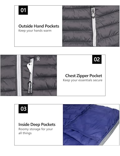 Image of Little Donkey Andy Men's Packable Puffer Jacket Lightweight Hooded Warm Winter Coat with Recycled Insulation S-3XL