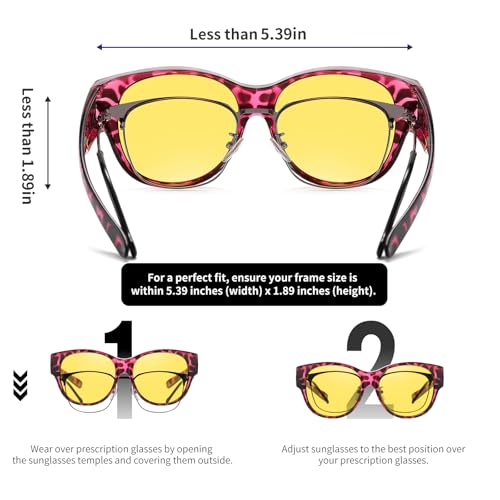 Image of GEGURI Polarized Sunglasses Fit Over Glasses for Men Women, Oversized Square Sun Glasses UV400 Protection Shades