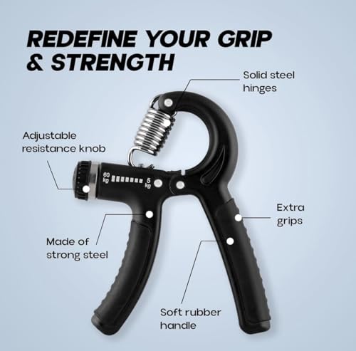 Image of Adjustable Hand Grip Strengthener for Men & Women - Forearm & Wrist Exerciser, Grip Strength Trainer, Finger & Hand Gripper for Muscle Training, Therapy & Stress Relief