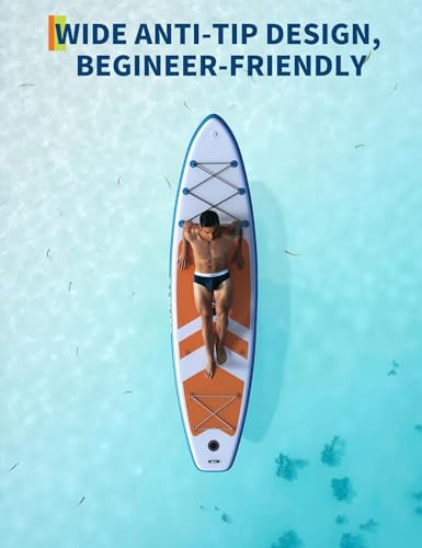 Inflatable Stand Up Paddle Board, 10'6"/11' Paddle Boards with Premium Accessories, Non-Slip EVA Deck, Ultra-Light Carry Bag Pump, SUP for Youth & Adults of All Skill Levels