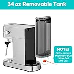CASABREWS CM5418 Espresso Machine 20 Bar, Compact Espresso Maker with Steam Milk Frother, Stainless Steel Coffee Machine with 34oz Removable Water Tank for Cappuccino, Latte, Silver - Image 4
