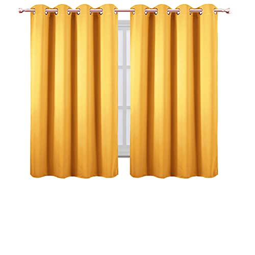 Image of LEMOMO Yellow Blackout Curtains /52 x 45 Inch Length /Set of 2 Panels Grommet Bedroom Curtains for Living Room Curtains