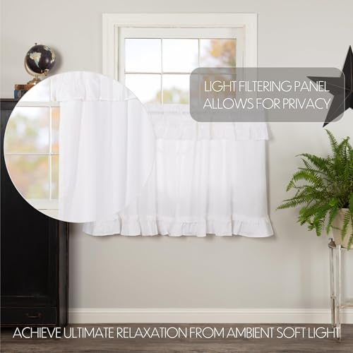 VHC-Brands-4-Pieces-Muslin-Ruffled-Bleached-White-Tier-Curtains-4-Panels-L36xW36 VHC Brands 4 Pieces Muslin Ruffled Bleached White Tier Curtains 4 Panels L36xW36