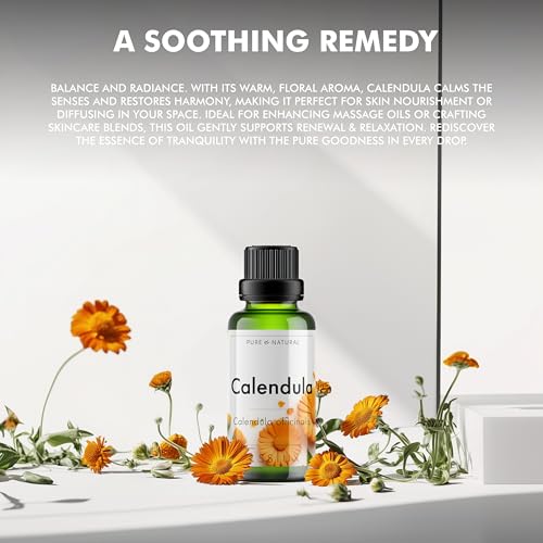 Image of Esslux Calendula Essential Oil - 100% Pure Natural Calendula Oil for Skin Care & Aromatherapy | Soothing & Nourishing Oil for Diffuser, Massage & DIY Projects - Therapeutic Grade - 120 ML