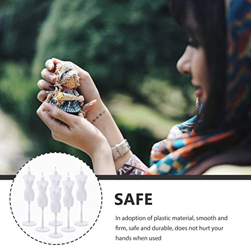 HOMSFOU Doll Cloth Form 6Pcs Doll Dress Form Mini Mannequin Model Cloth Gown Clothing Demountable Display Stand for Dollhouse Display Holder White Doll Dress Stand