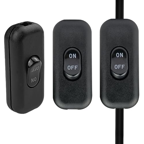 Inline Cord Switch, Inline Switch, 3 Pack In Line Switches for Cords, Lamp Cords Switches, On/Off Inlines Power Switchs 250V 6A, for Bedroom Table Lamp Desk Halloween Christmas LED Lights Parts, Black