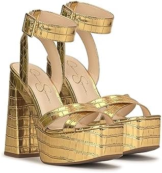 Jessica Simpson Women's Beasley Platform Sandal Heeled, Meta Gold, 9.5 | Image 7