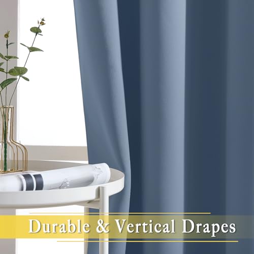 NICETOWN Stone Blue Blackout Sliding Door Curtains, Grommet Thermal Curtain Window Treatment Room Divider Drape Sound Reducing for Patio Door/Living Room, 1 Panel, W80 x L90