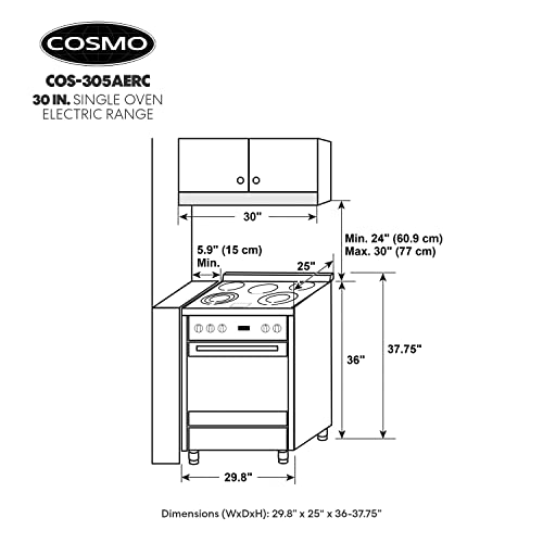 Cosmo COS-305AERC Commercial-Style Electric Range With 4 Burners / 1 Warming Zone And 5 Cu. Ft. Capacity Oven thumb #5
