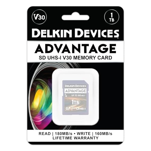 Image of Delkin Devices 1TB Advantage SDXC Memory Card UHS-I - Up to 160MB /s Write, 180MB /s Read, Memory Cards for Cameras with C10, U3, V30, 4K UHD, Full Size SD Card