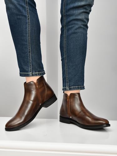 Image of SVpanther Men's Classic Tan Chelsea Boots | Genuine Leather | Slip-On Ankle Boots for Formal & Casual Wear