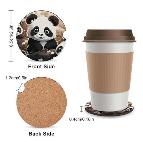 Portavasos Para Auto Decorativo Panda 2.6 Pulgadas 2 Pzas miniatura 2