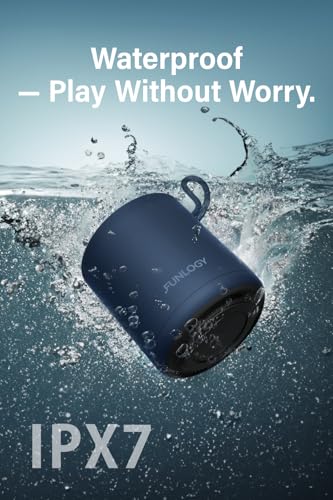 Image of FUNLOGY Portable Mini2 Bluetooth Speaker, Wireless Portable Speaker with Deep Bass, IPX7 Waterproof, TWS Stereo Pairing, Built-in Mic, Small Speaker for Shower, Outdoor, Travel, Blue