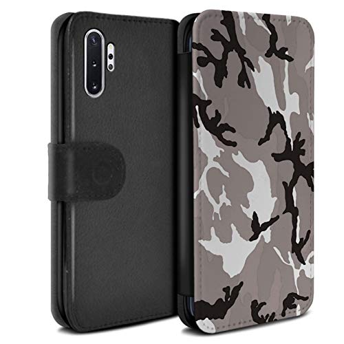Coque pour Samsung Galaxy Note 10+/Plus/5G Armée/Camouflage Blanc 4 Désign Retourner PU Faux Cuir Etui Housse Case