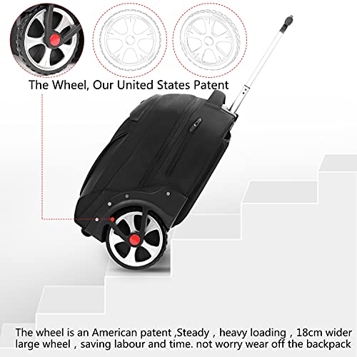Rolling ,Waterproof Backpack with Wheels for Business, College Student and Travel Commuter, Carry on Backpack with Laptop Compartment, Fit 17 Inch Laptop, Wheeled Backpack for Adults3