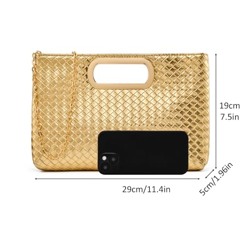 Image of DETARA Woven Evening Bag Clutch Purses for Women Fashion PU Leather Crossbody Purse for Wedding Party and Prom