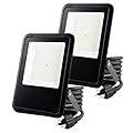 Simple Deluxe 100W Flood Lights Outdoor 2 Pcs, 10000lm Bright LED Work Light with Plug, 6500K Daylight White LED Flood Lighting, IP66 Waterproof Security Yard Lights for Yard Garage Stadium