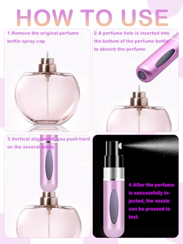 Travel Perfume Bottle Refillable,5ml Portable Travel Perfume Atomizer Refillable,Mini Cologne Perfume Spray Bottle,Scent Pump Case for Traveling and Outgoing (4Pack)4