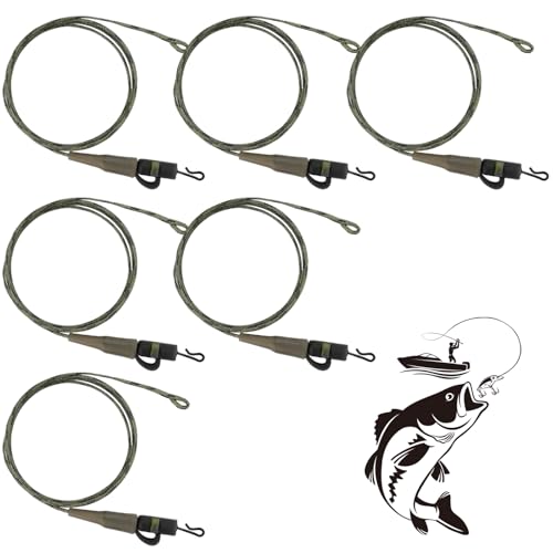 TYBYBB 6PCS Angelzubehör Karpfen Zubehör 64cm 45lb Chod Rig Vorfach Leadcore Safety Lead Clip Haarmontage Karpfen Inline Helicopter Carp Ready Hair Fishing Rig Leader Zubehör Montage Pre Set