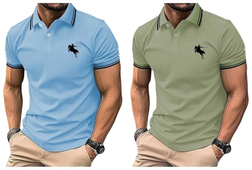 Image of Lymio Men Cotton Loose T-Shirt || Plain || (Polo-18-21) Pack of 2