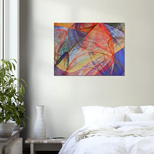 Art mural abstrait : toile encadrée 60x80 cm superposition multicolore